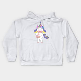 Cute Kawaii Unicorn eating donut Kids Hoodie